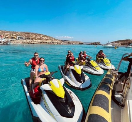 A group of people enjoying the jet ski safari